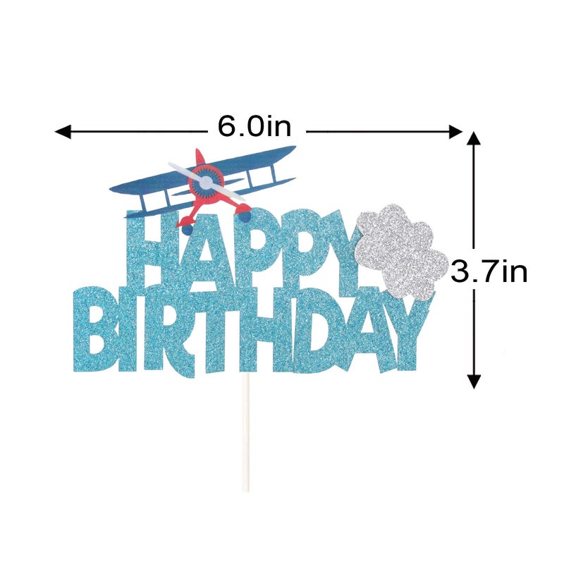LILIPARTY Airplane Happy Birthday Cake Topper First Birthday Party Decoration Travel Theme Kids Birthday Party Supplies - Image 2